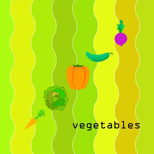 Ekologiska Grönsaker Vektor Illustration Bakgrund — Stock vektor