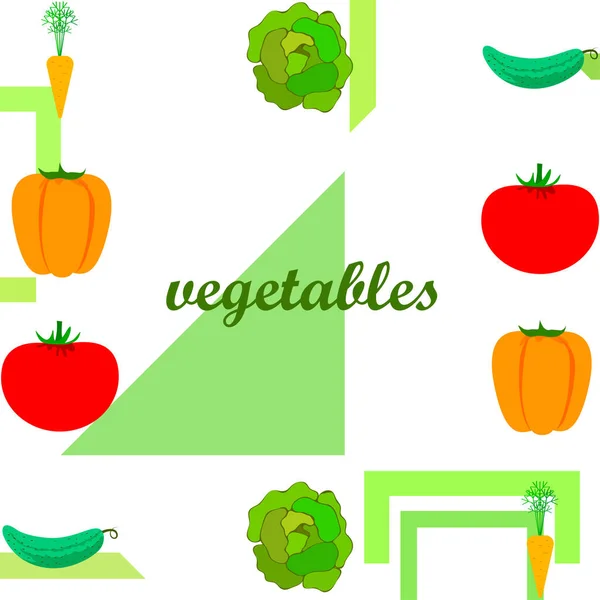 Orgánica Verduras Vector Ilustración Fondo — Vector de stock