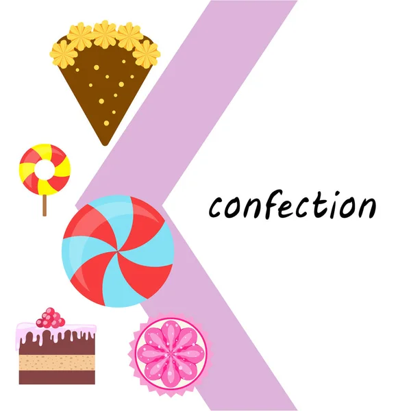 Olika Desserter Vektor Illustration Bakgrund — Stock vektor