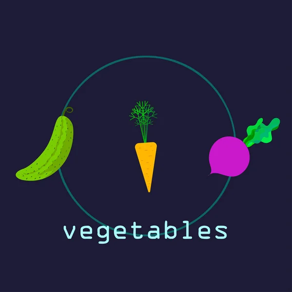 Świeże Warzywa Wektor Ilustracja Tło — Wektor stockowy