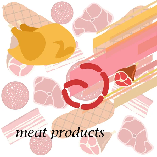 Tło Wektora Produktów Mięsnych Tapeta Cyfrowa — Wektor stockowy