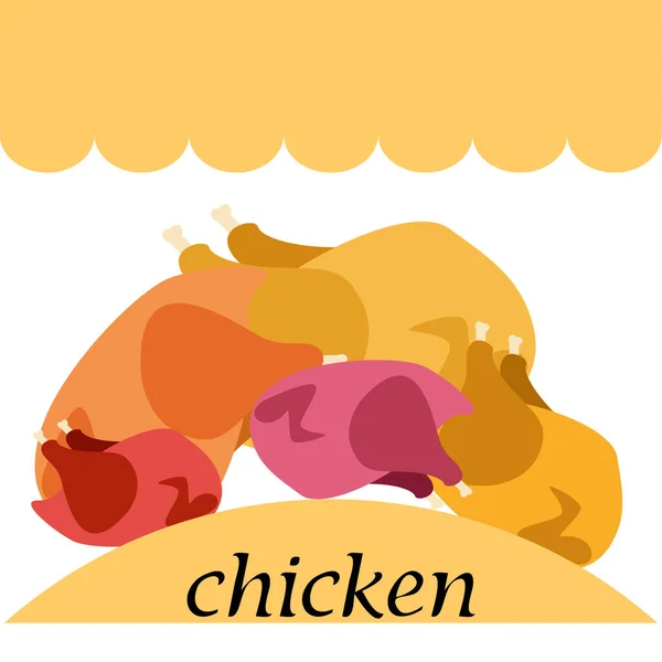Pollos Dibujos Animados Ilustración Vectorial Fondo Alimentario — Vector de stock