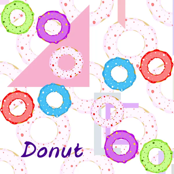 Rosquillas Con Esmalte Colores Fondo Vectorial — Vector de stock