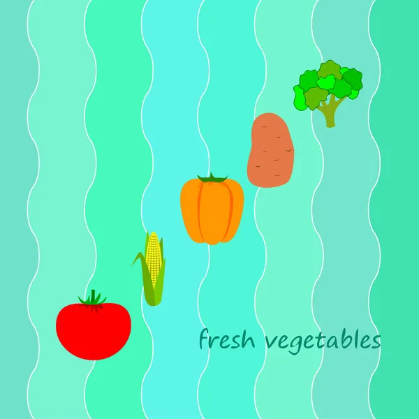 Cartel Alimentos Orgánicos Fondo Vectorial Verduras — Vector de stock