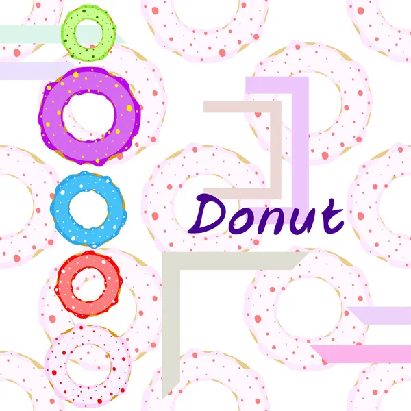 Doughnuts Avec Glaçure Colorée Fond Vectoriel — Image vectorielle