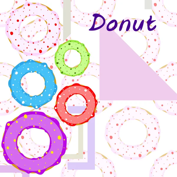 Doughnuts Avec Glaçure Colorée Fond Vectoriel — Image vectorielle