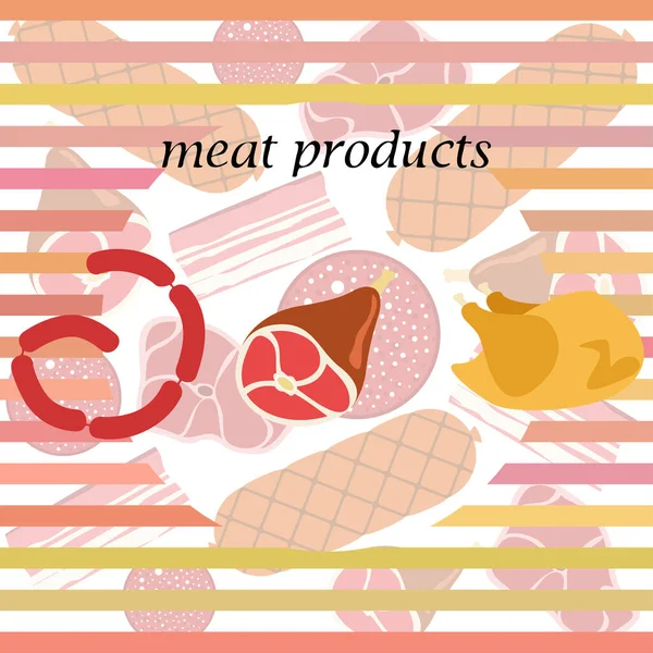 Produtos Carne Fundo Vetor Papel Parede Digital —  Vetores de Stock