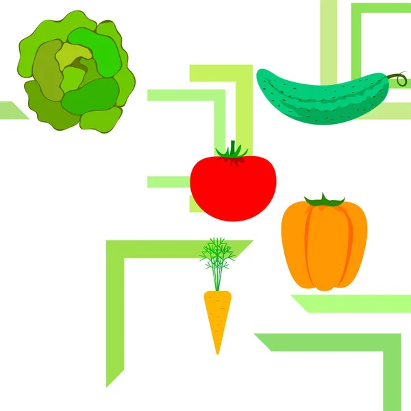 Органічні Овочі Векторні Ілюстрації Фон — стоковий вектор