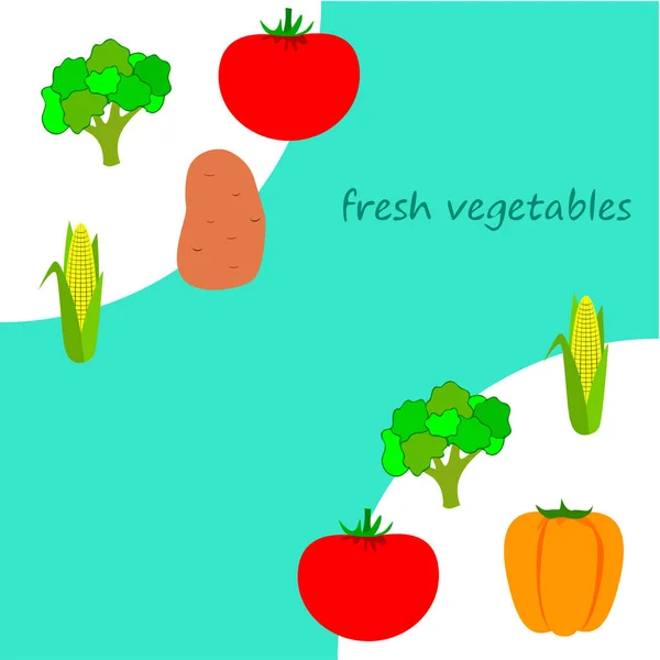 Cartel Alimentos Orgánicos Fondo Vectorial Verduras — Vector de stock