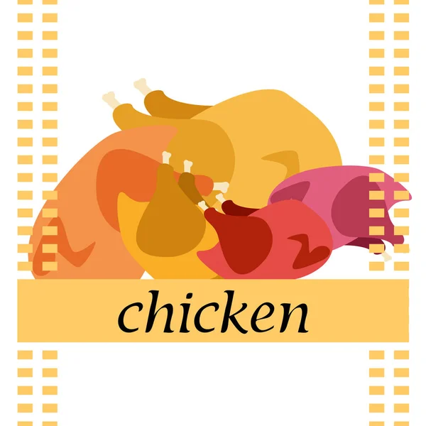 Chickens Cartoon Vector Illustration Food Background — Stock Vector