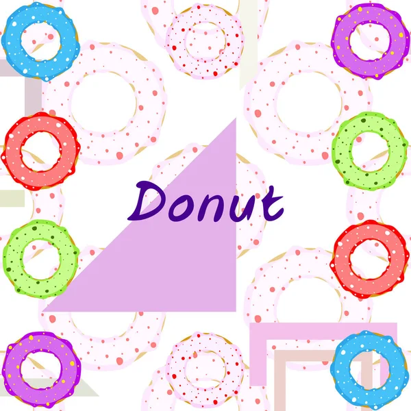 Doughnuts Avec Glaçure Colorée Fond Vectoriel — Image vectorielle