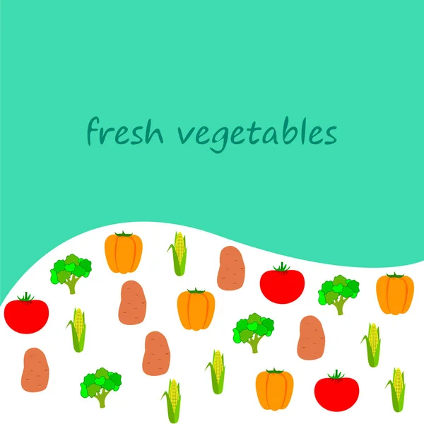 Biologisch Voedsel Poster Groenten Vector Achtergrond — Stockvector