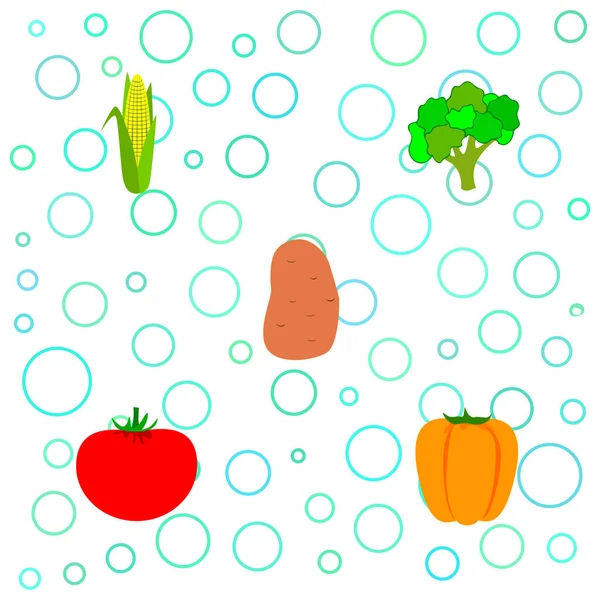 Cartel Alimentos Orgánicos Fondo Vectorial Verduras — Vector de stock