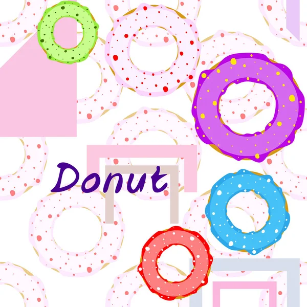 Donuts Com Esmalte Colorido Fundo Vetorial — Vetor de Stock