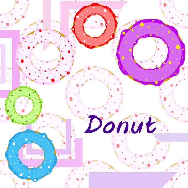 Doughnuts Avec Glaçure Colorée Fond Vectoriel — Image vectorielle