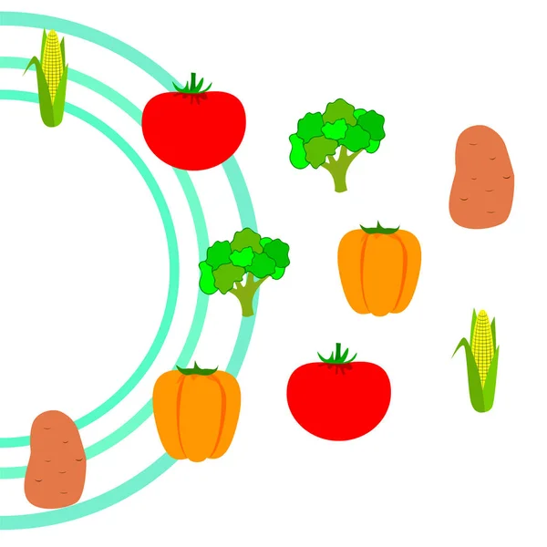 Cartaz Comida Orgânica Vetor Vegetais Fundo —  Vetores de Stock