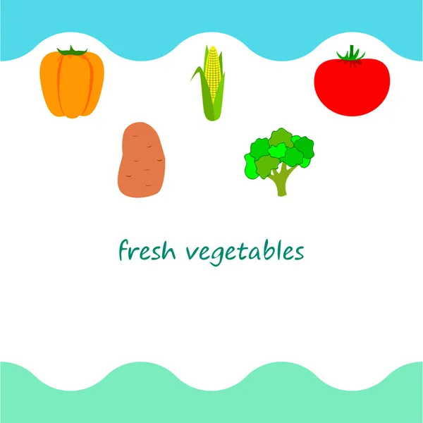 Organic Food Poster Vegetables Vector Background — Stock Vector