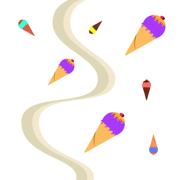 Ilustración Vectorial Fondo Conos Helado — Vector de stock