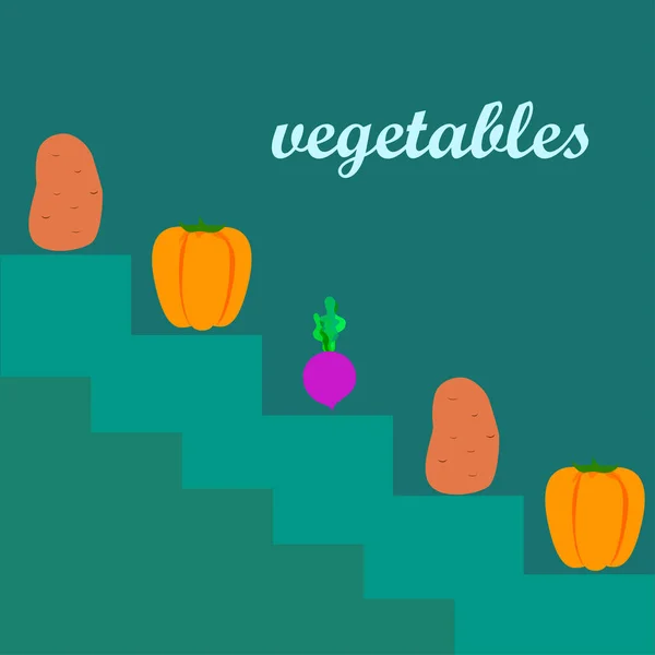 Organic Vegetables Poster Vector Illustration — Stock Vector