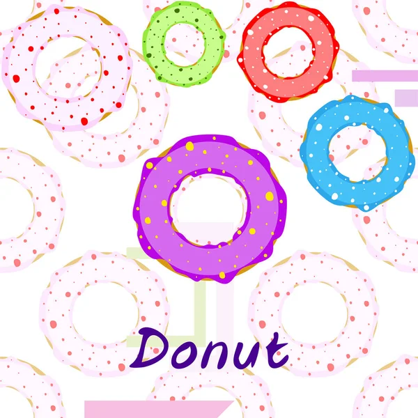 Doughnuts Avec Glaçure Colorée Fond Vectoriel — Image vectorielle