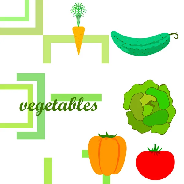 Vegetais Orgânicos Vetor Ilustração Fundo — Vetor de Stock