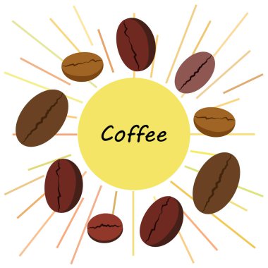 Kahve taneleri. Restoran için içecek menüsü, vektör arkaplanı.