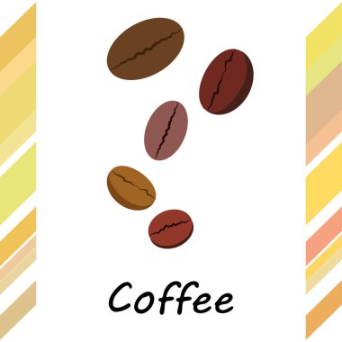 Kahve çekirdeği, kahve öğütücü. Bir kafe için tasarım elemanları. Vektör arkaplanı.