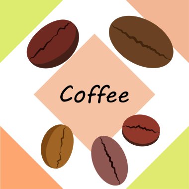 Kahve çekirdeği, kahve öğütücü. Bir kafe için tasarım elemanları. Vektör arkaplanı.