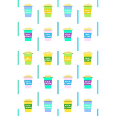 Ekşi krema. Süt ürünlerinin vektör illüstrasyonu.