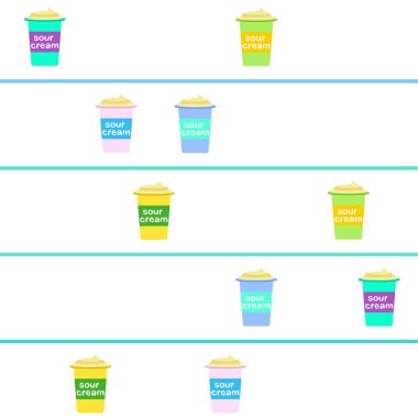 Ekşi krema. Süt ürünlerinin vektör illüstrasyonu.