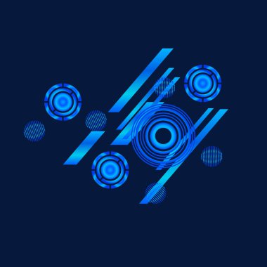 Siyah arkaplanda mavi daireler, vektör illüstrasyonu