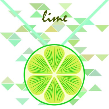 Yeşil yarısı ve dilimlenmiş limon. Vektör illüstrasyonu, arkaplan.