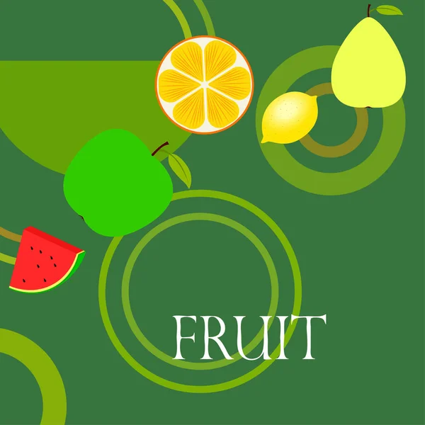 Φρούτα Και Μούρα Πολύχρωμα Εικονίδια Φρούτων Κινουμένων Σχεδίων Πορτοκάλι Αχλάδι — Διανυσματικό Αρχείο
