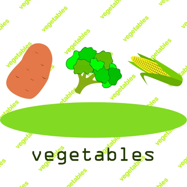 Кукуруза Картошка Брокколи Плакат Органической Едой Дизайн Фермерского Рынка Векторный — стоковый вектор