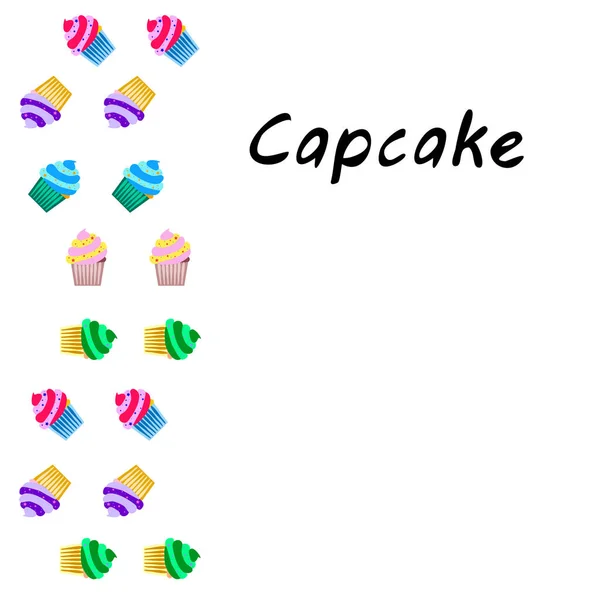 Capcake Baking Cream Berry Sweetness Dessert Colorful Elements Menu Collection — Stock Vector