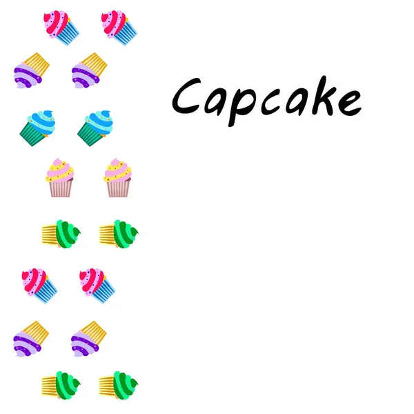 Capcake Hornear Crema Bayas Dulzura Postre Elementos Coloridos Para Colección — Vector de stock