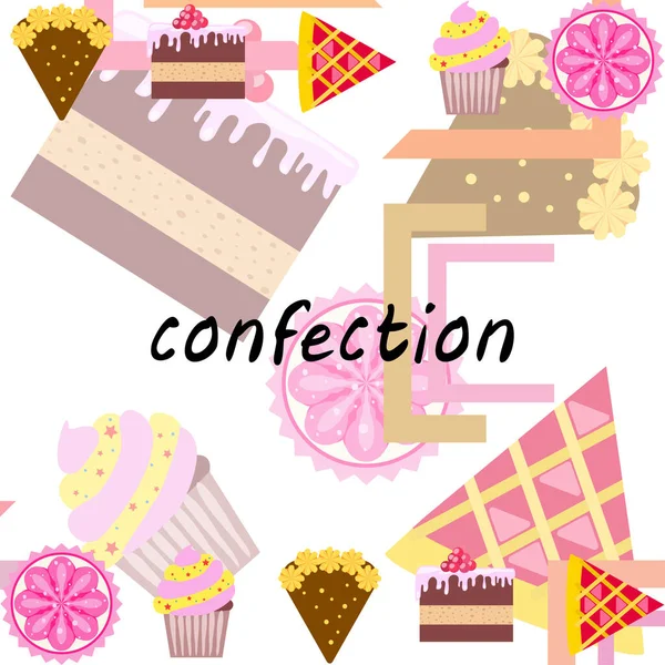 Confection Vector Set Cakes Cookies Illustration — Stock Vector