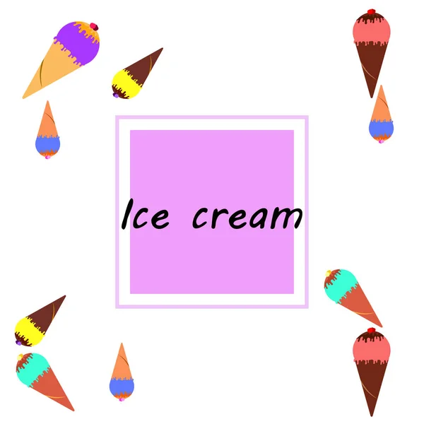 Colección Postre Frío Verano Helado Fondo Vectorial Fondo Vacaciones Alimentos — Vector de stock