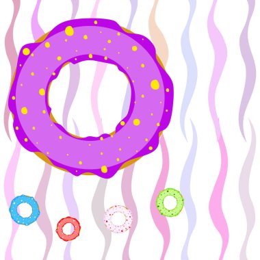 Pembe çikolatalı limon mavisi naneli donutlar. Vektör arkaplanı.