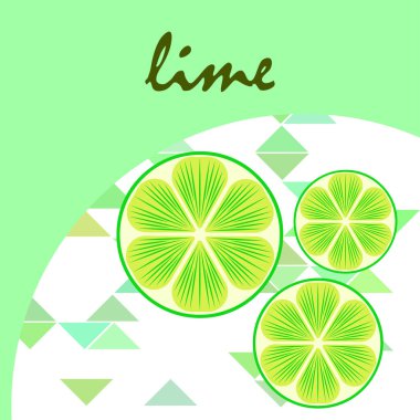 Yeşil yarısı ve dilimlenmiş limon. Vektör illüstrasyonu, arkaplan.
