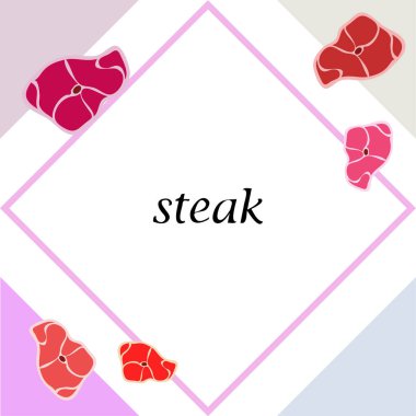 Biftek. Taze et kavramı. Vektör arkaplanı.