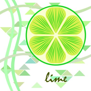 Yeşil yarısı ve dilimlenmiş limon. Vektör illüstrasyonu, arkaplan.