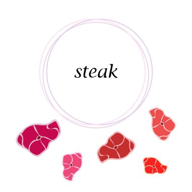 Biftek. Taze et kavramı. Vektör arkaplanı.