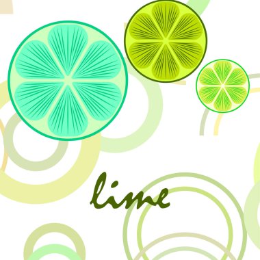 Yeşil yarısı ve dilimlenmiş limon. Vektör illüstrasyonu, arkaplan.