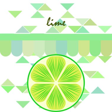 Yeşil yarısı ve dilimlenmiş limon. Vektör illüstrasyonu, arkaplan.