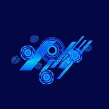 Siyah arkaplanda mavi daireler, vektör illüstrasyonu