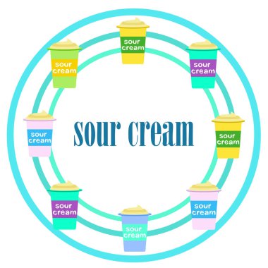 Ekşi krema. Süt ürünlerinin vektör illüstrasyonu.