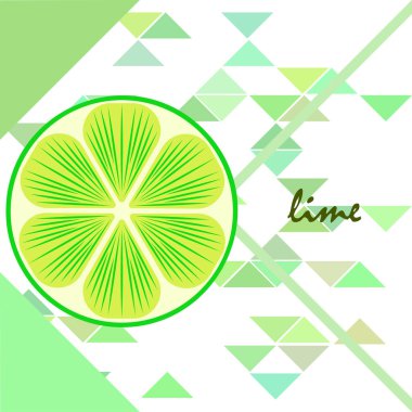 Yeşil yarısı ve dilimlenmiş limon. Vektör illüstrasyonu, arkaplan.