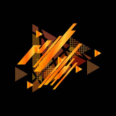 Siyah arkaplanda turuncu üçgenler, vektör illüstrasyonu