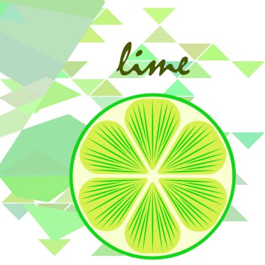 Yeşil yarısı ve dilimlenmiş limon. Vektör illüstrasyonu, arkaplan.